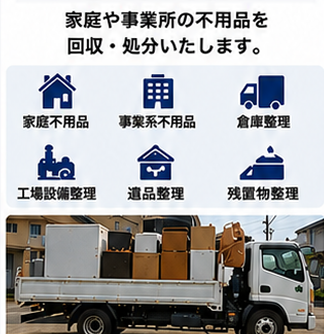 家庭・事業系・倉庫・工場・遺品・残置物の回収